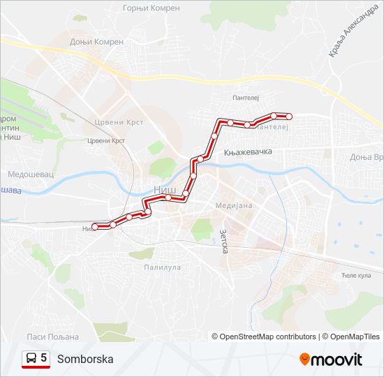 5 autobus mapa linije