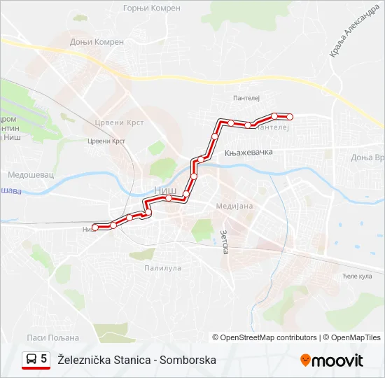 5 autobus mapa linije