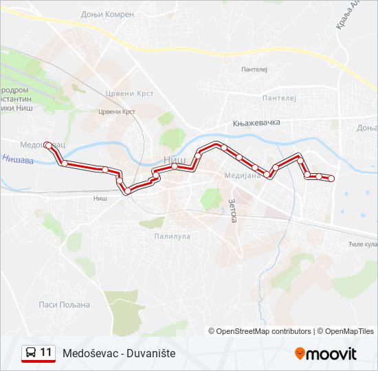 11 bus Line Map