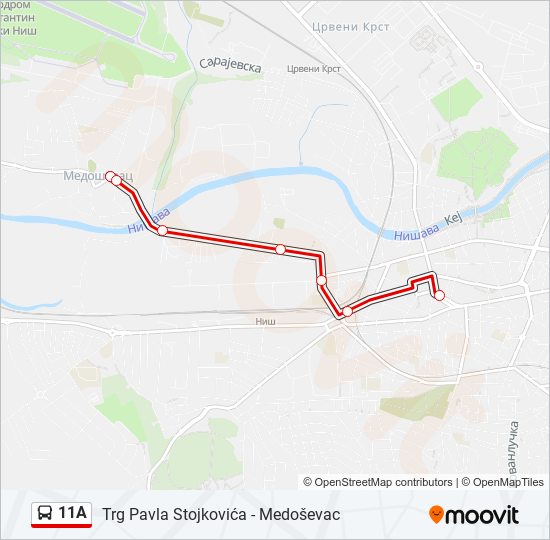 11A autobus mapa linije