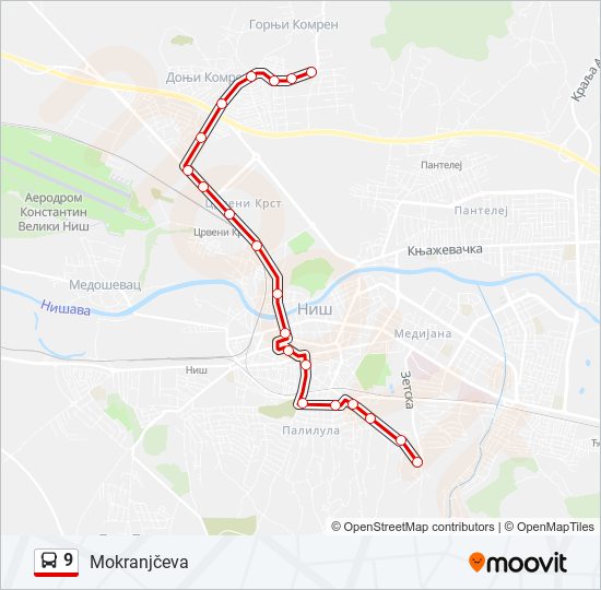 9 autobus mapa linije