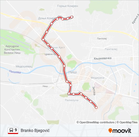 9 bus Line Map