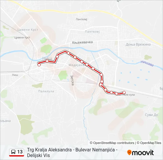 13 Bus Line Map
