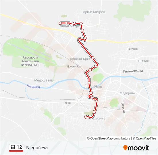 12 Bus Line Map