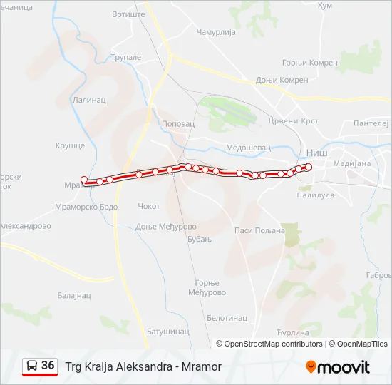 36 Bus Line Map