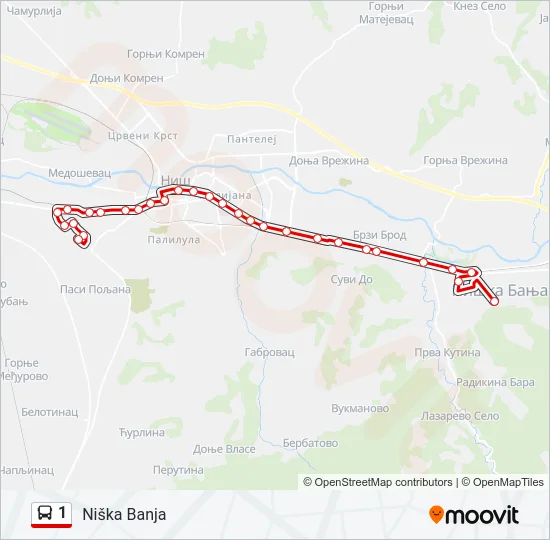 1 Bus Line Map