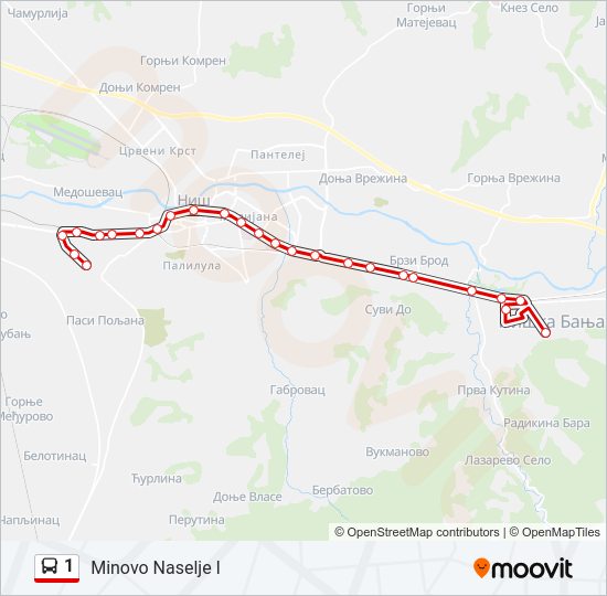 1 autobus mapa linije