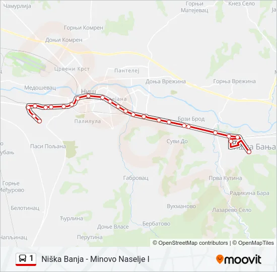 1 Bus Line Map