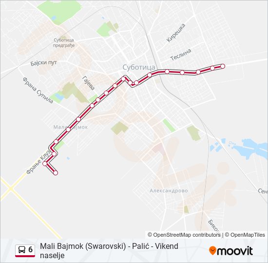 6 autobus mapa linije