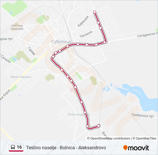 16 autobus mapa linije