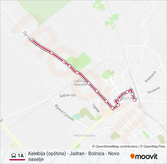 1A autobus mapa linije