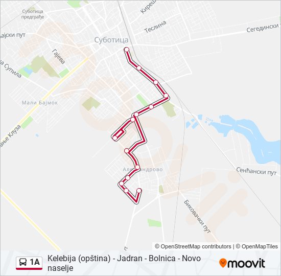 1A autobus mapa linije