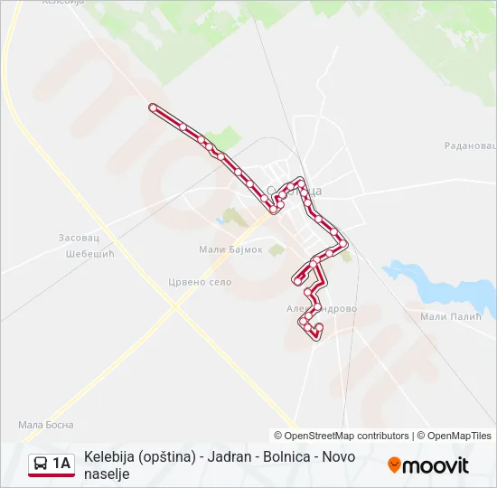 1A autobus mapa linije