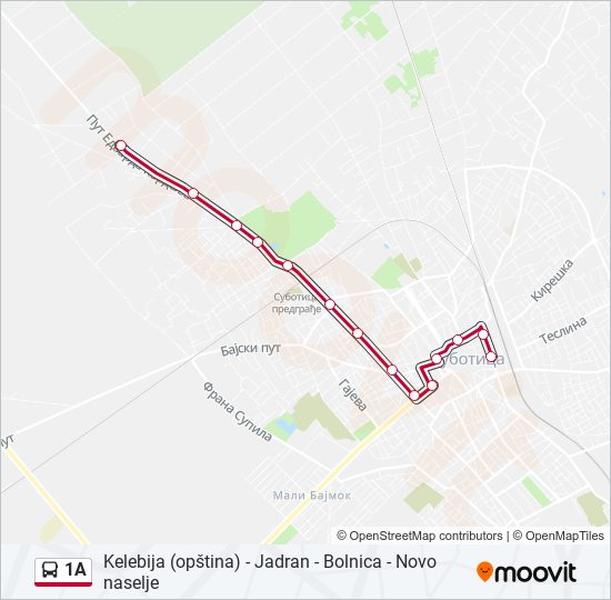 1A autobus mapa linije