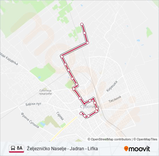 8A autobus mapa linije