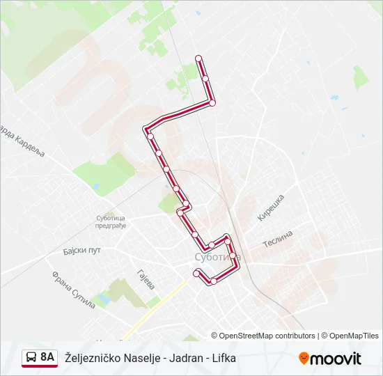 8A autobus mapa linije