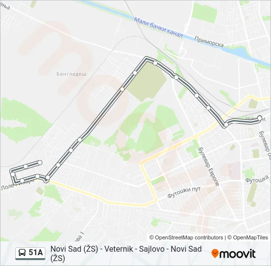 51A autobus mapa linije