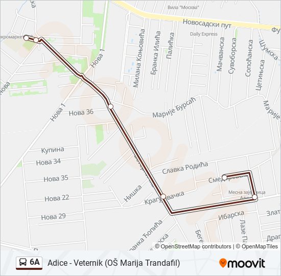 6A autobus mapa linije