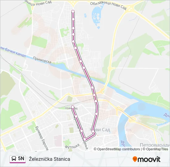 5N Bus Line Map