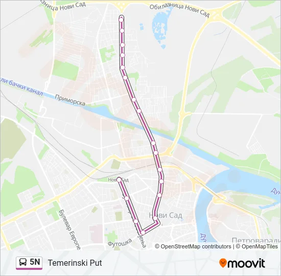 5N Bus Line Map