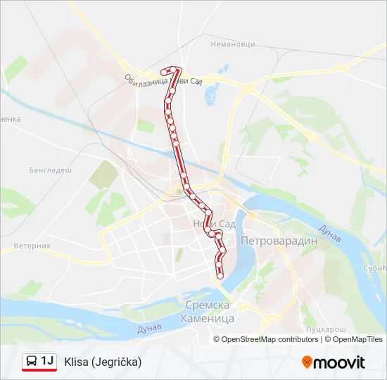 1J Bus Line Map