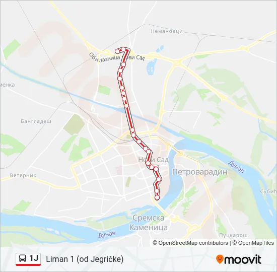 1J Bus Line Map