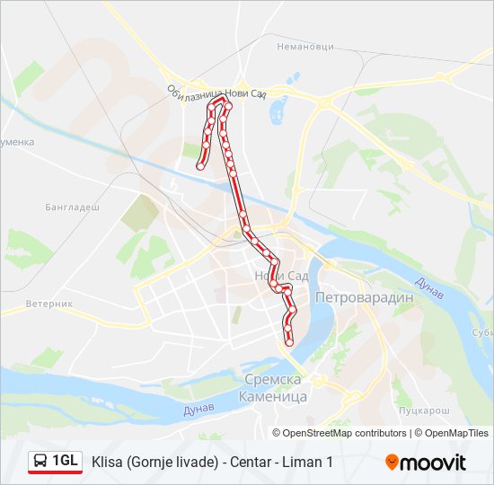 1GL autobus mapa linije