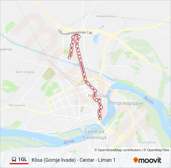 1GL Bus Line Map
