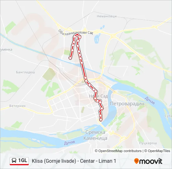 1GL Bus Line Map
