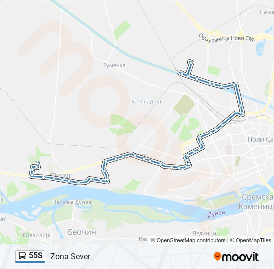 55S bus Line Map