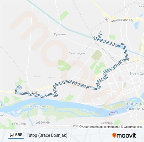 55S bus Line Map