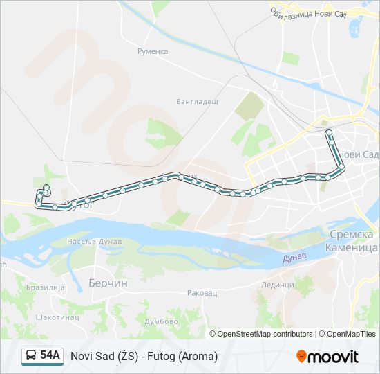 54A bus Line Map