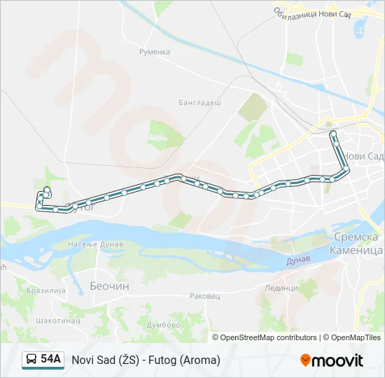 54A Bus Line Map
