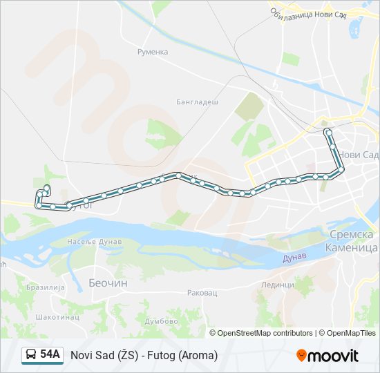 54A bus Line Map