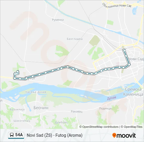 54A Bus Line Map