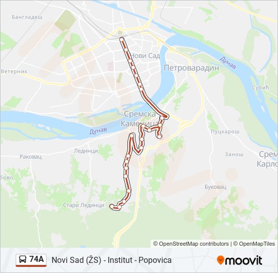 74A bus Line Map