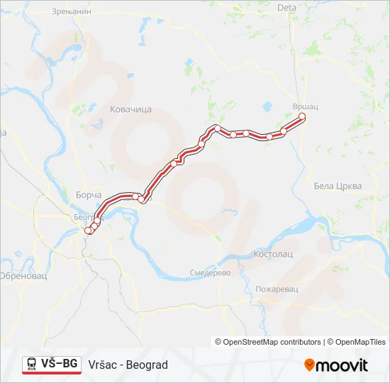 VŠ–BG Train Line Map