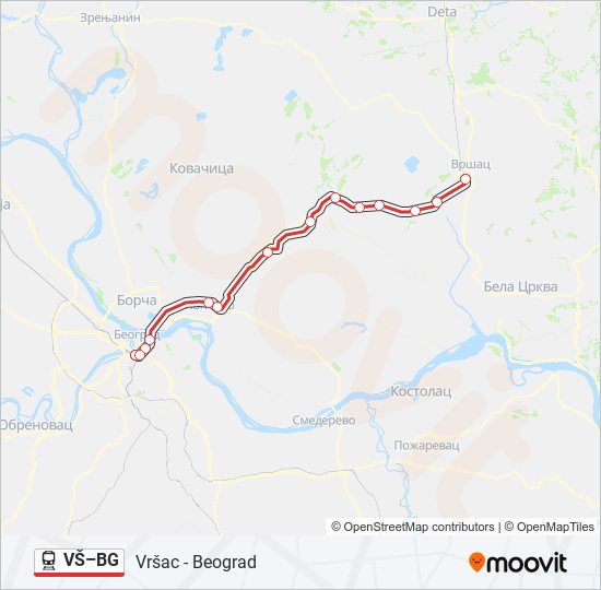 VŠ–BG train Line Map