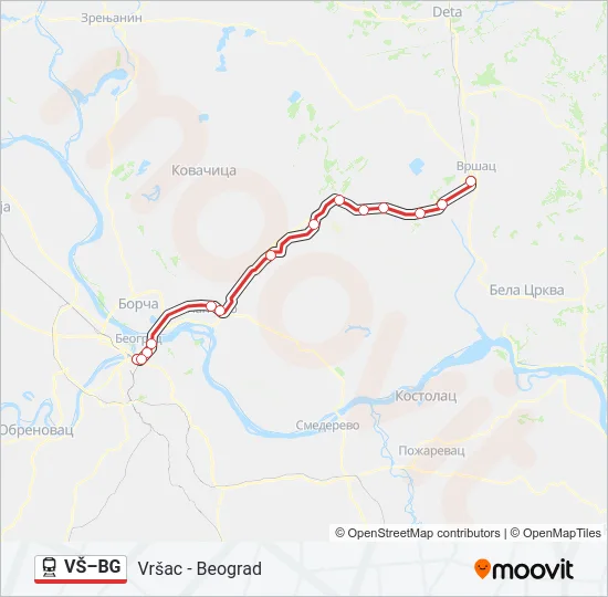 VŠ–BG Train Line Map