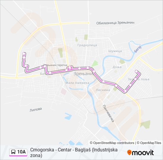 10A autobus mapa linije