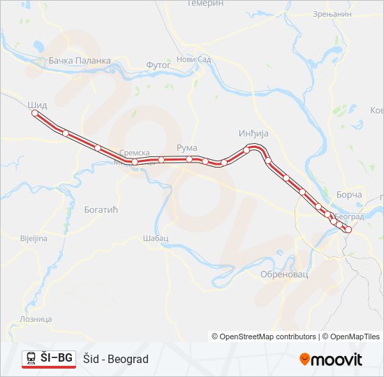 ŠI–BG voz mapa linije