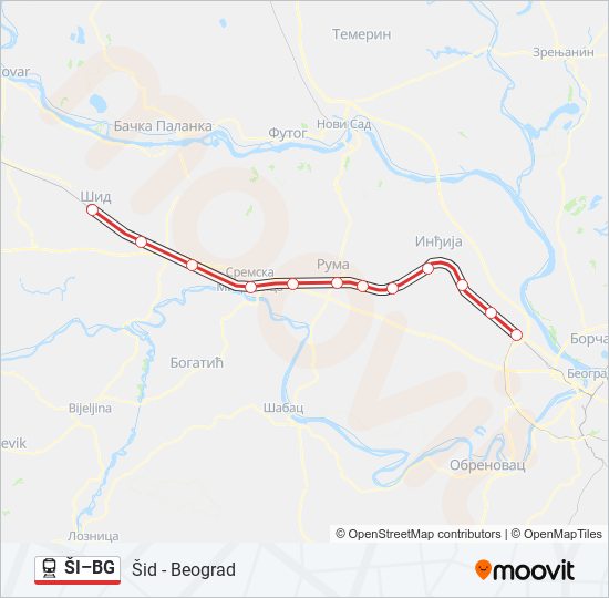 ŠI–BG train Line Map