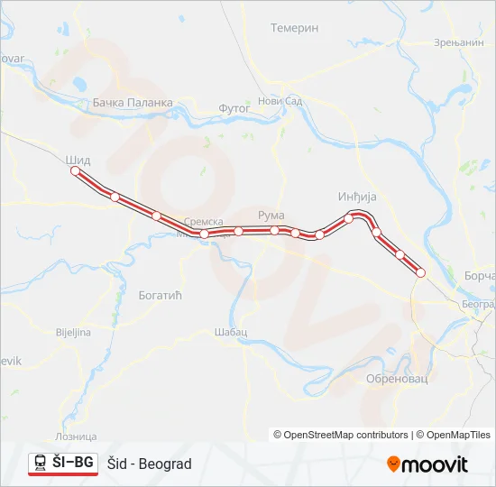 ŠI–BG Train Line Map