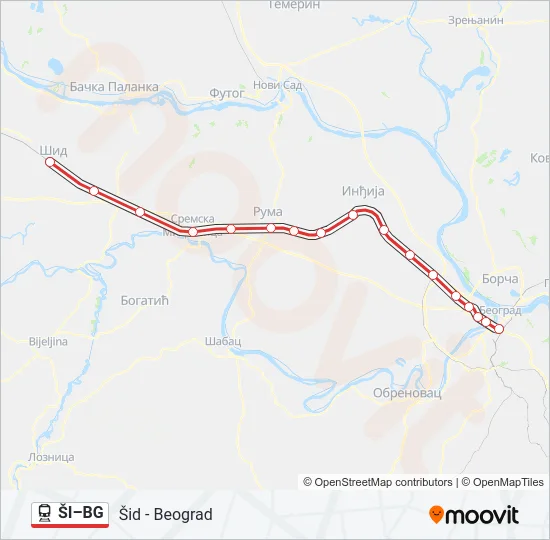 ŠI–BG Train Line Map