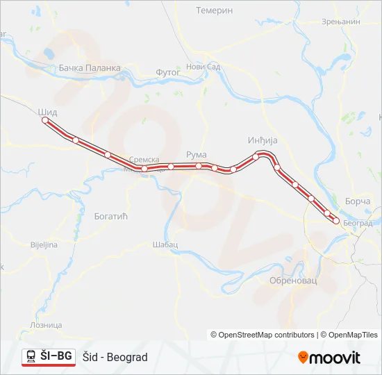 ŠI–BG Train Line Map