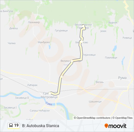 19 bus Line Map