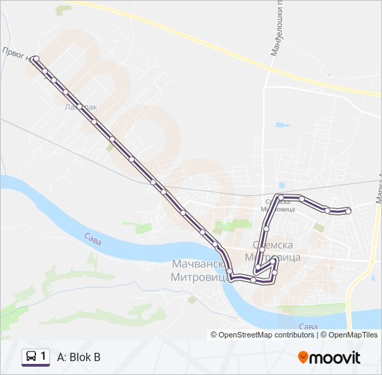 1 Trasa: Redovi Vožnje, Stajališta I Mape - A: Blok B (Ažurirano)