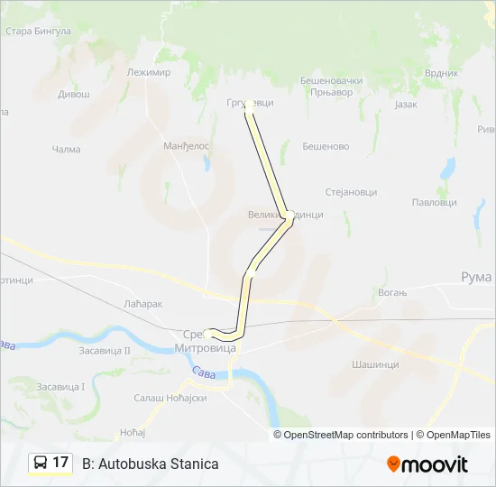 17 autobus mapa linije