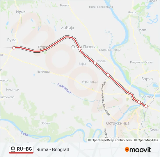 RU–BG Train Line Map