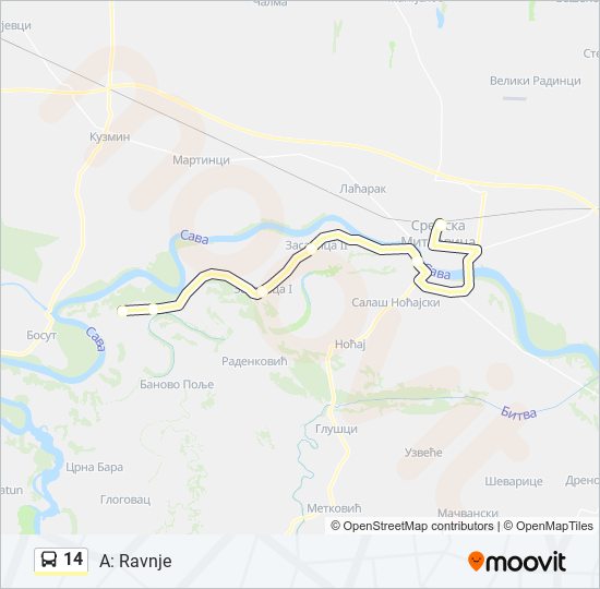 14 autobus mapa linije